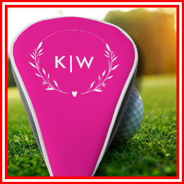 Rosa und Weiß | Monogram für moderne Initials Golf Headcover