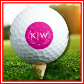 Rosa und Weiß | Monogram für moderne Initials Golfball