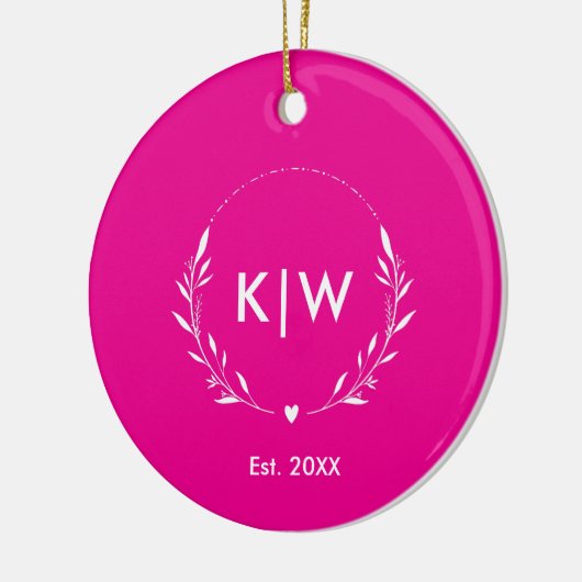 Rosa und Weiß | Monogram für moderne Initials Keramik Ornament (Links)
