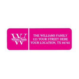 Rosa und Weiß | Monogramm für einfache Familiennam