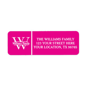Rosa und Weiß   Monogramm für einfache Familiennam