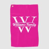 Rosa und Weiß | Monogramm für einfache Familiennam Golfhandtuch (Vorderseite)