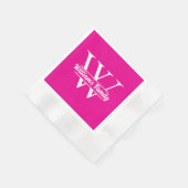 Rosa und Weiß | Monogramm für einfache Familiennam Serviette (Ecke)