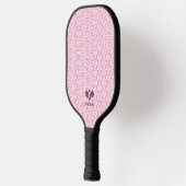 Rosa und Weiß Muster Moderne Monogramme Pickleball Schläger (Links)
