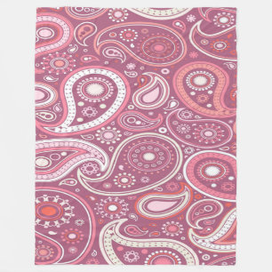 Rosa und Weiß Paisley Print Fleece Blanken