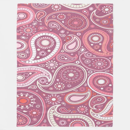 Rosa und Weiß Paisley Print Fleece Blanken (Vorderseite)
