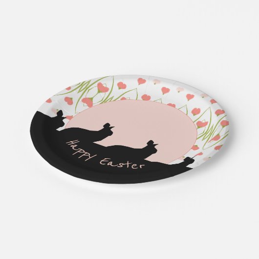 Rosa und Weiß Pappteller (Schrägansicht)