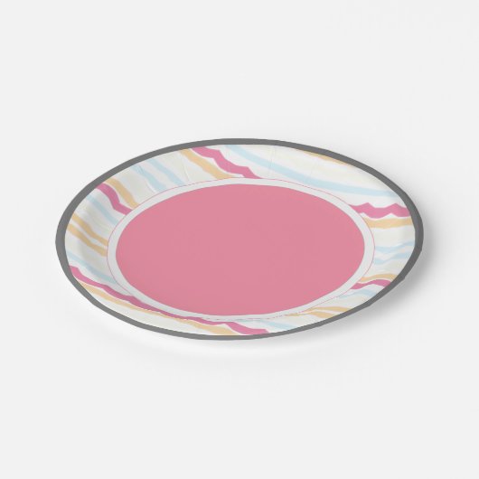 Rosa und Weiß Pappteller (Schrägansicht)