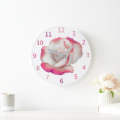 Rosa und Weiß - pastellfarbene Kunst Große Wanduhr (Zuhause)