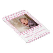 Rosa und Weiß-Polka-Dot-Geburtsankündigung Magnet (Rechte Seite)