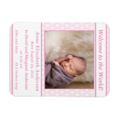 Rosa und Weiß-Polka-Dot-Geburtsankündigung Magnet (Horizontal)