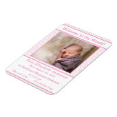 Rosa und Weiß-Polka-Dot-Geburtsankündigung Magnet (Linke Seite)