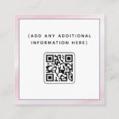 Rosa und Weiß QR Code Soziale Medien Moderne Quadratische Visitenkarte (Rückseite)