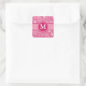 Rosa und Weiß Quadratischer Aufkleber (Tasche)