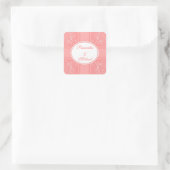 Rosa und weiß quadratischer aufkleber (Tasche)