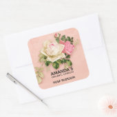 Rosa und Weiß Rose Bouquet Kerze oder Seife Quadratischer Aufkleber (Umschlag)