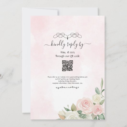 Rosa und Weiß Rose dutzende Blüten Einladung (Rückseite)