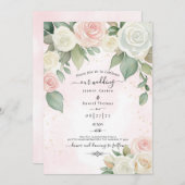 Rosa und Weiß Rose dutzende Blüten Einladung (Vorne/Hinten)