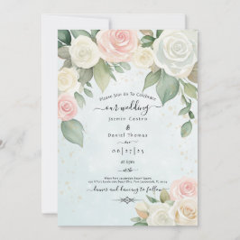 Rosa und Weiß Rose dutzende Blüten Einladung