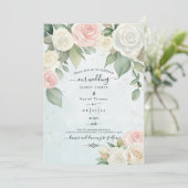 Rosa und Weiß Rose dutzende Blüten Einladung (Stehend Vorderseite)