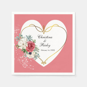 Rosa und Weiß-Rosenhochzeit Serviette