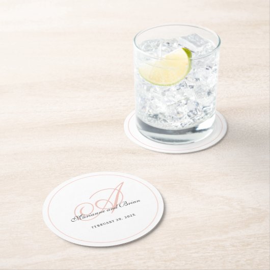 Rosa und Weiß Runder Pappuntersetzer (Vor Ort)