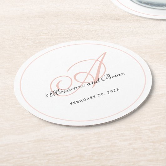 Rosa und Weiß Runder Pappuntersetzer (Angewinkelt)