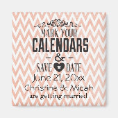 Rosa und Weiß Save the Date Zickzack Magnet (Vorne)