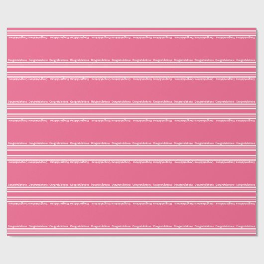 Rosa und Weiß Stripes Glückwünsche Geschenkpapier (Flach)