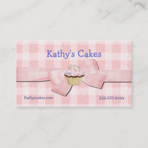 Rosa und Weiß überprüfte Bäckerei-Visitenkarte Visitenkarte