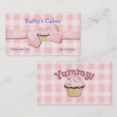 Rosa und Weiß überprüfte Bäckerei-Visitenkarten Visitenkarte (Vorne/Hinten)