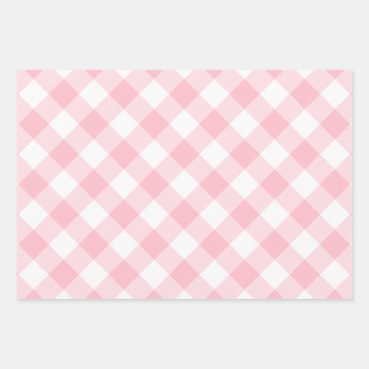 Rosa und Weiß Unterschiedliche Größen Diagonal Gin Geschenkpapier Set (Vorderseite)