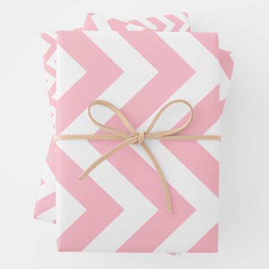 Rosa und Weiß Unterschiedliche Größen Vertikal Zic Geschenkpapier Set (Beispiel)