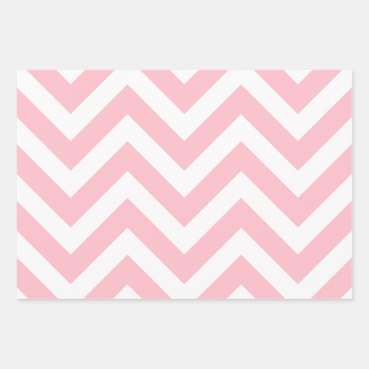 Rosa und Weiß Unterschiedliche Größen Zickzack Geschenkpapier Set (Vorderseite)