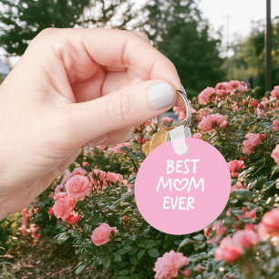 Rosa und Weiß verspieltes Herz Beste Mutter überha Schlüsselanhänger