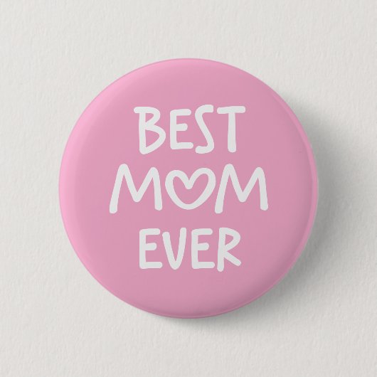 Rosa und Weiß Whimsical Heart Beste Mutter überhau Button (Vorderseite)