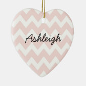 Rosa und Weiß Zickzack Keramik Ornament (Rechts)