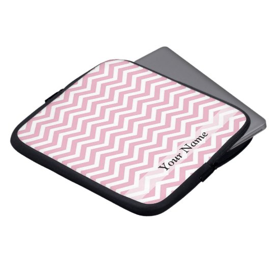 Rosa und weiß Zickzack Laptopschutzhülle (Vorne Oben)