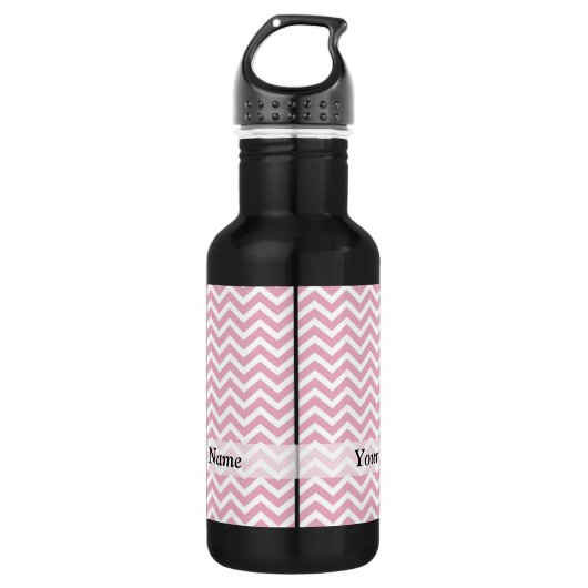Rosa und weiß Zickzack Trinkflasche (Vorderseite)