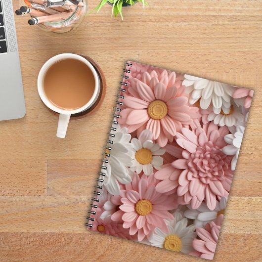 Rosa und weiße 3D-Blume Notizblock