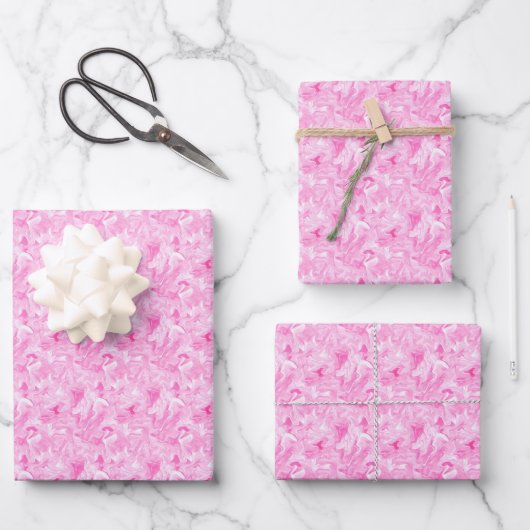 Rosa und weiße Alkoholtinte Geschenkpapier Set (Vorderseite)