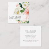 Rosa und weiße Aquarellfarben Quadratische Visitenkarte (Vorne/Hinten)