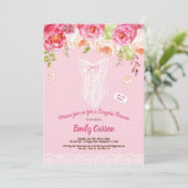 Rosa und weiße Außendusche Brautparty Einladung (Stehend Vorderseite)