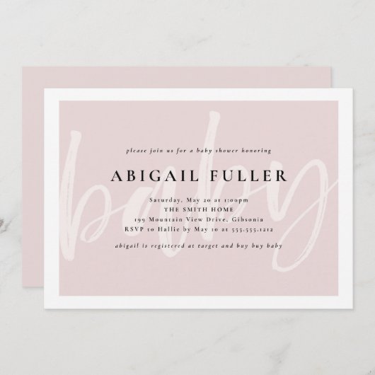 Rosa und weiße Babydusche - Einladung (Vorne/Hinten)