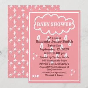 Rosa und weiße Babydusche und Sprinklen Einladung