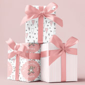 Rosa und weiße Babys 1. Valentinstag Teddy Bear Geschenkpapier Set