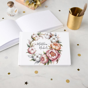 Rosa und weiße Baumwollhochzeit Gästebuch
