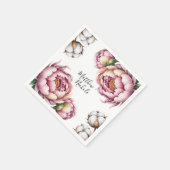 Rosa und weiße Baumwollhochzeit Serviette (Ecke)
