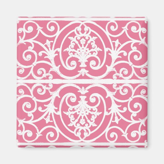 Rosa und weiße Blätter Magnet (Vorne)