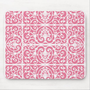 Rosa und weiße Blätter Mousepad
